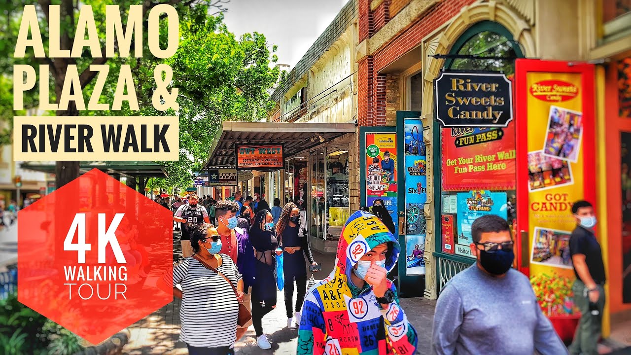 Walking around Alamo Plaza and The San Antonio River Walk – 4K Walking Tour